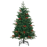 Artificial Hinged Christmas Tree with Cones and Berries 150 cm