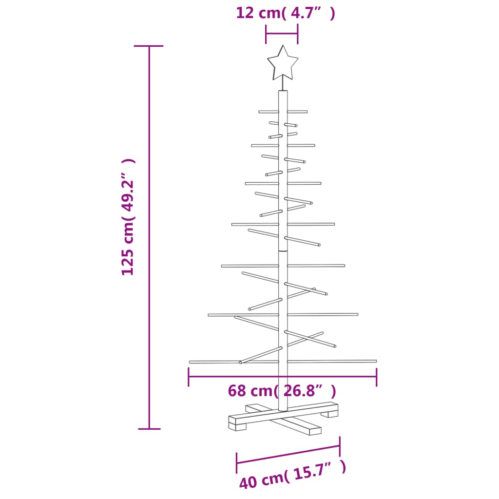 Wooden Christmas Tree for Decoration 125 cm Solid Wood Pine