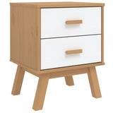 Bedside Cabinet OLDEN White and Brown Solid Wood Pine