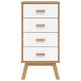 Bedside Cabinet OLDEN White and Brown Solid Wood Pine