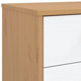 Bedside Cabinet OLDEN White and Brown Solid Wood Pine