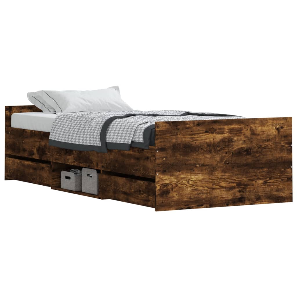 Bed Frame without Mattress Smoked Oak 90x190 cm Single