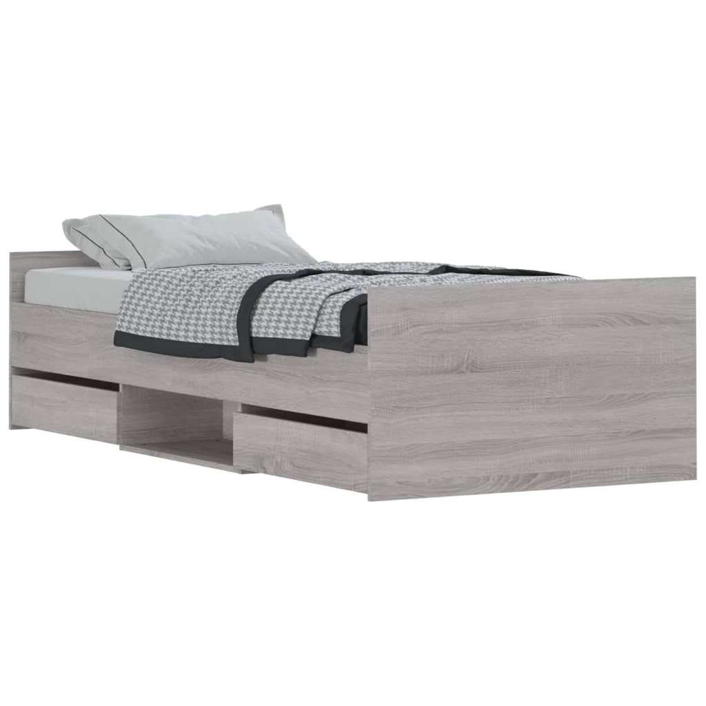 Bed Frame without Mattress Grey Sonoma 90x190 cm Single