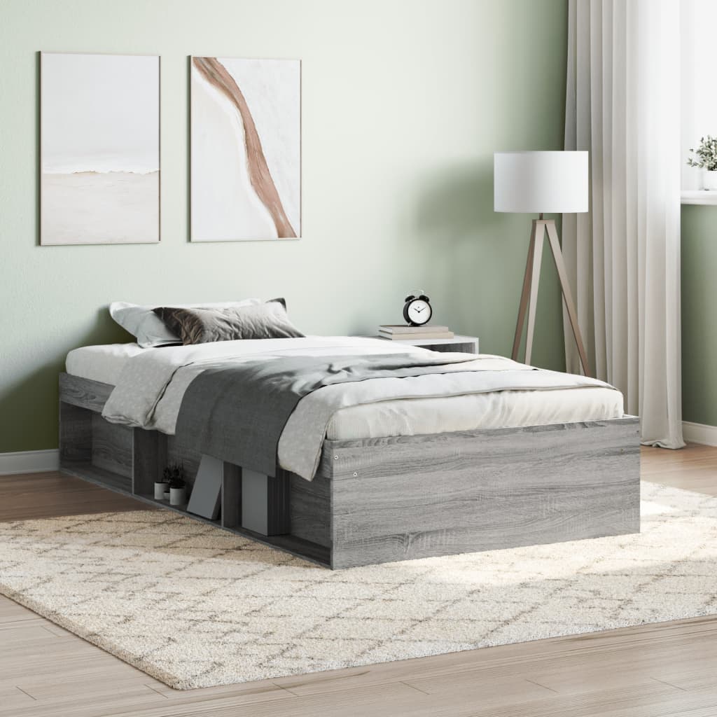 Bed Frame without Mattress Grey Sonoma 90x200 cm