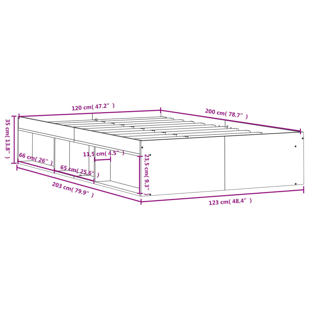 Bed Frame without Mattress White 120x200 cm