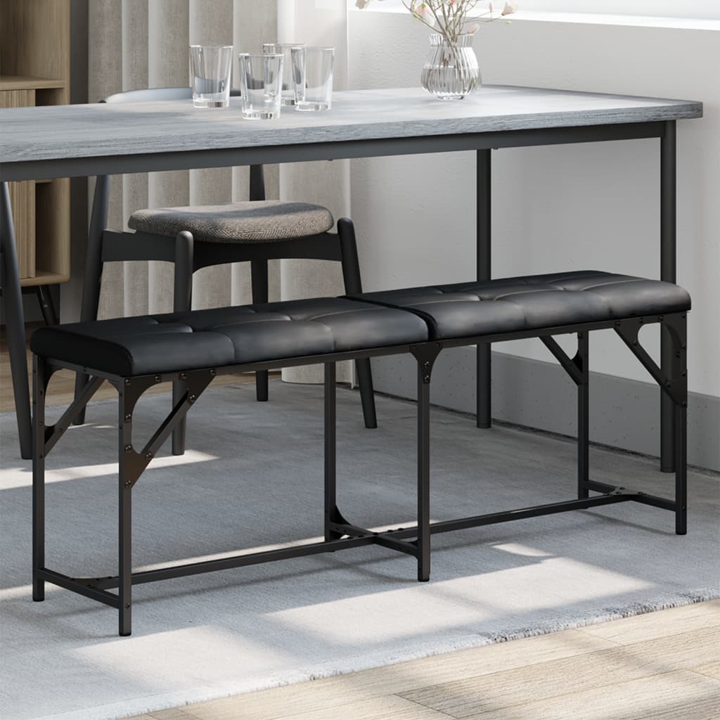 Dining Bench Black 124x32x45 cm Steel and Faux Leather