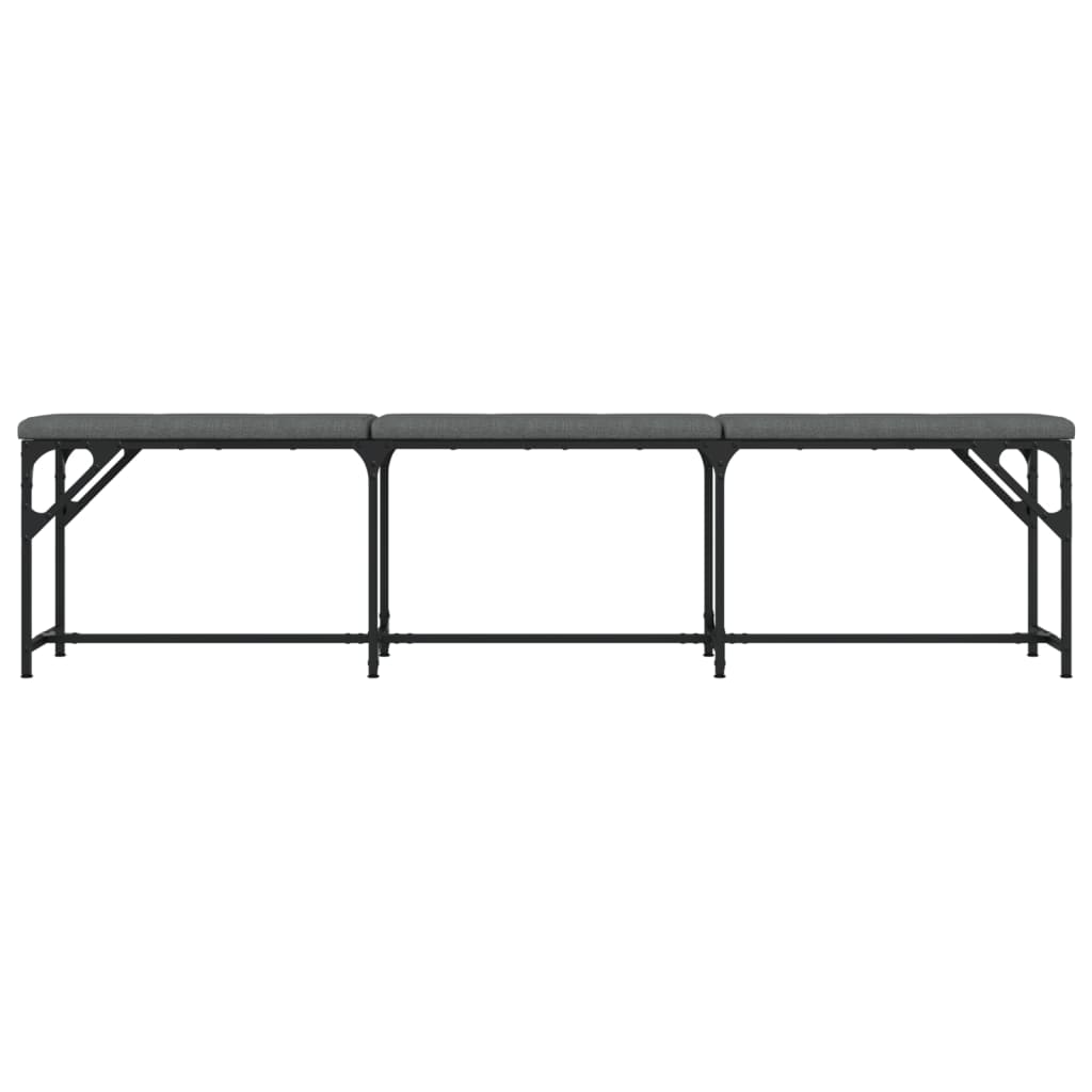 Dining Bench Dark Grey 186x32x45 cm Steel and Fabric