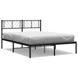 Metal Bed Frame without Mattress with Headboard Black 140x190cm