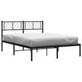 Metal Bed Frame without Mattress with Headboard Black 140x190cm