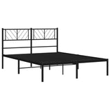 Metal Bed Frame without Mattress with Headboard Black 140x190cm