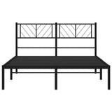 Metal Bed Frame without Mattress with Headboard Black 140x190cm