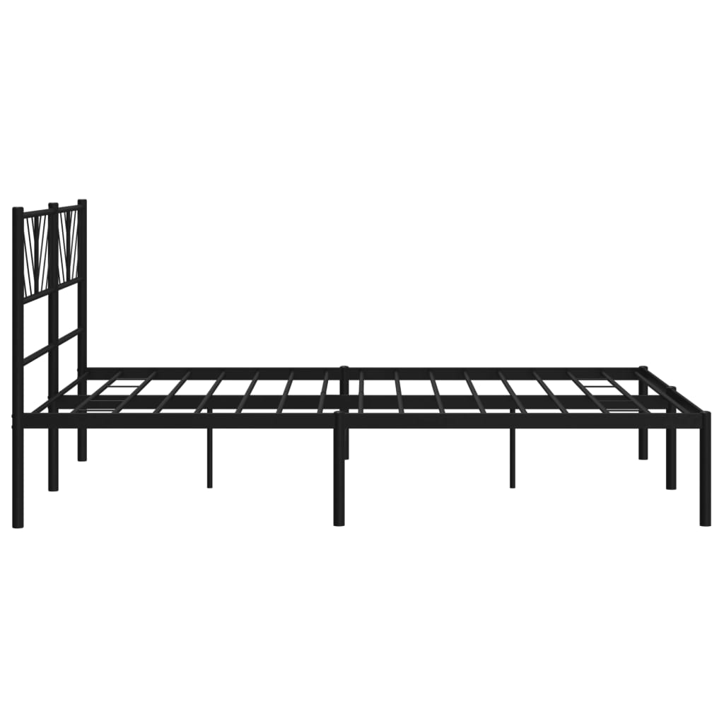 Metal Bed Frame without Mattress with Headboard Black 140x190cm