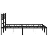 Metal Bed Frame without Mattress with Headboard Black 140x190cm