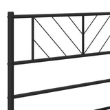 Metal Bed Frame without Mattress with Headboard Black 140x190cm