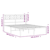 Metal Bed Frame without Mattress with Headboard Black 140x190cm