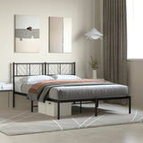 Metal Bed Frame without Mattress with Headboard Black 140x190cm