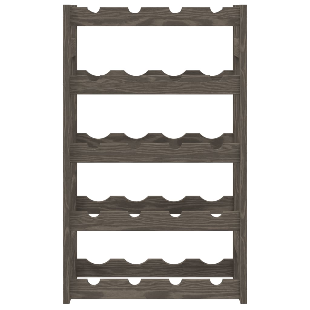 Wine Rack for 20 Bottles Grey Solid Wood Pine