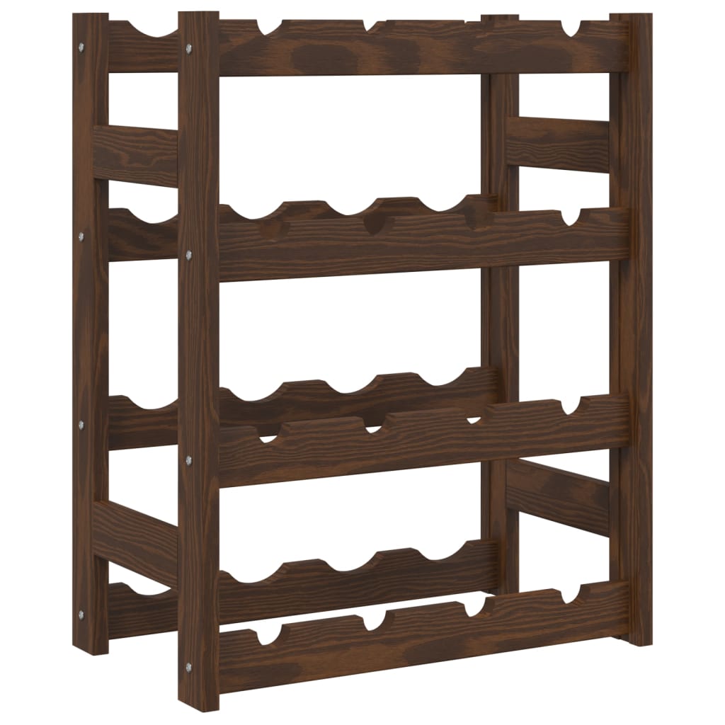 Wine Rack for 16 Bottles Brown Solid Wood Pine