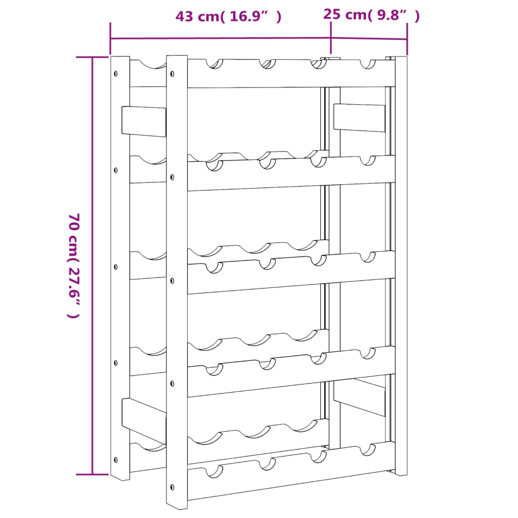 Wine Rack for 20 Bottles Brown Solid Wood Pine