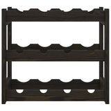 Wine Rack for 12 Bottles Black Solid Wood Pine