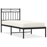 Metal Bed Frame without Mattress with Headboard Black 75x190cm