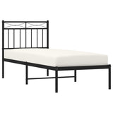 Metal Bed Frame without Mattress with Headboard Black 75x190cm