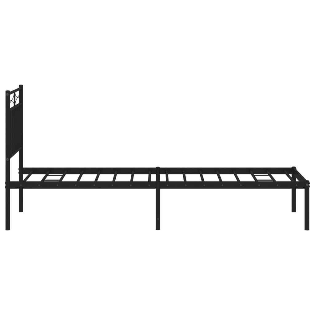 Metal Bed Frame without Mattress with Headboard Black 75x190cm