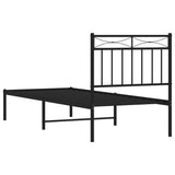 Metal Bed Frame without Mattress with Headboard Black 75x190cm