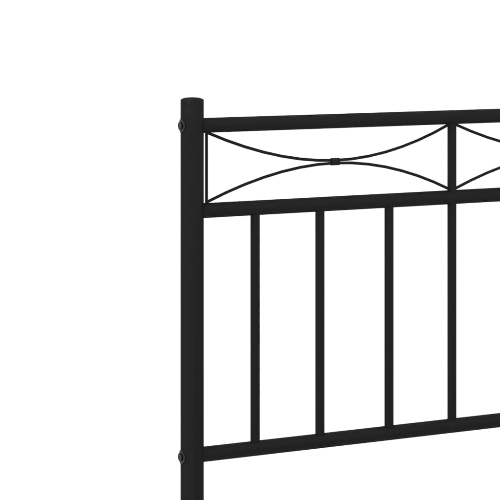 Metal Bed Frame without Mattress with Headboard Black 75x190cm