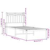 Metal Bed Frame without Mattress with Headboard Black 75x190cm