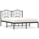 Metal Bed Frame without Mattress with Headboard Black 140x190cm