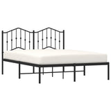 Metal Bed Frame without Mattress with Headboard Black 140x190cm