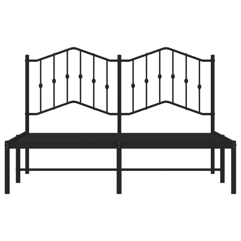 Metal Bed Frame without Mattress with Headboard Black 140x190cm