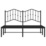 Metal Bed Frame without Mattress with Headboard Black 140x190cm