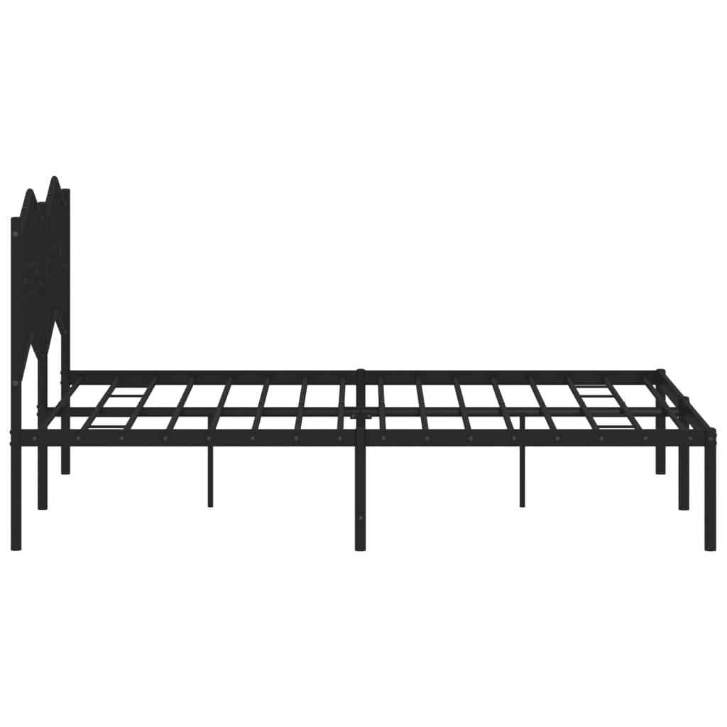 Metal Bed Frame without Mattress with Headboard Black 140x190cm