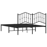 Metal Bed Frame without Mattress with Headboard Black 140x190cm