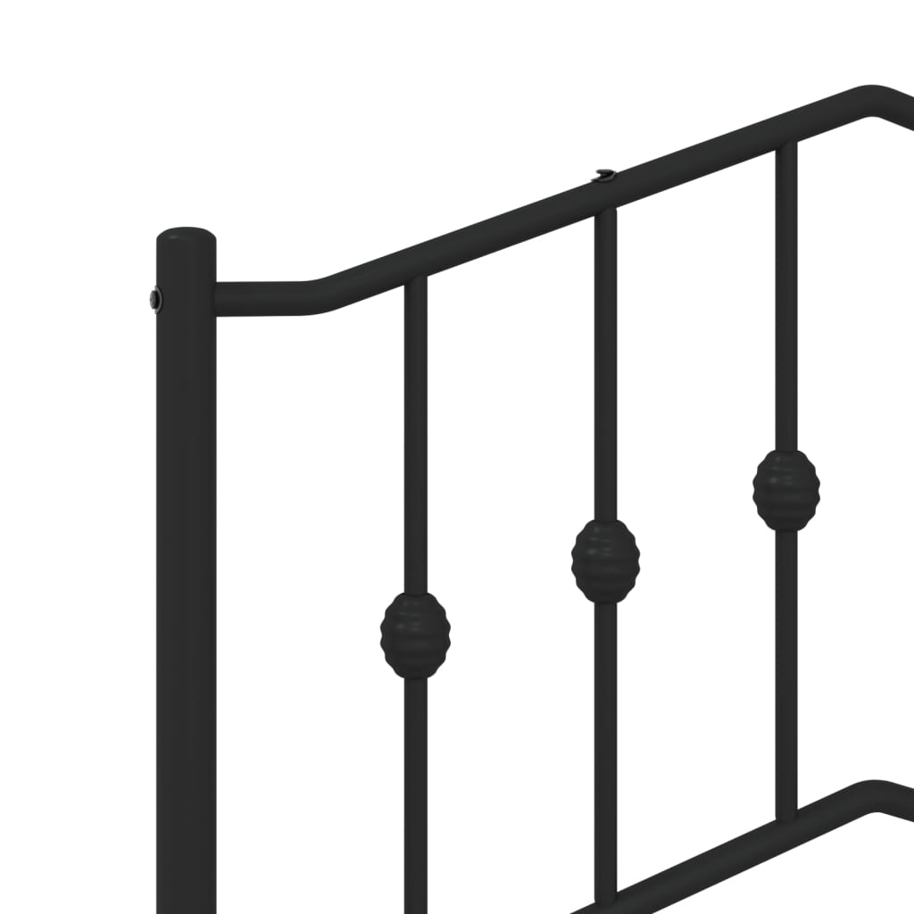 Metal Bed Frame without Mattress with Headboard Black 140x190cm