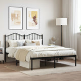 Metal Bed Frame without Mattress with Headboard Black 140x190cm