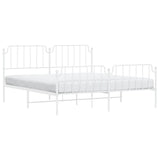 Metal Bed Frame without Mattress with Footboard White 180x200cm