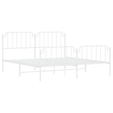 Metal Bed Frame without Mattress with Footboard White 180x200cm