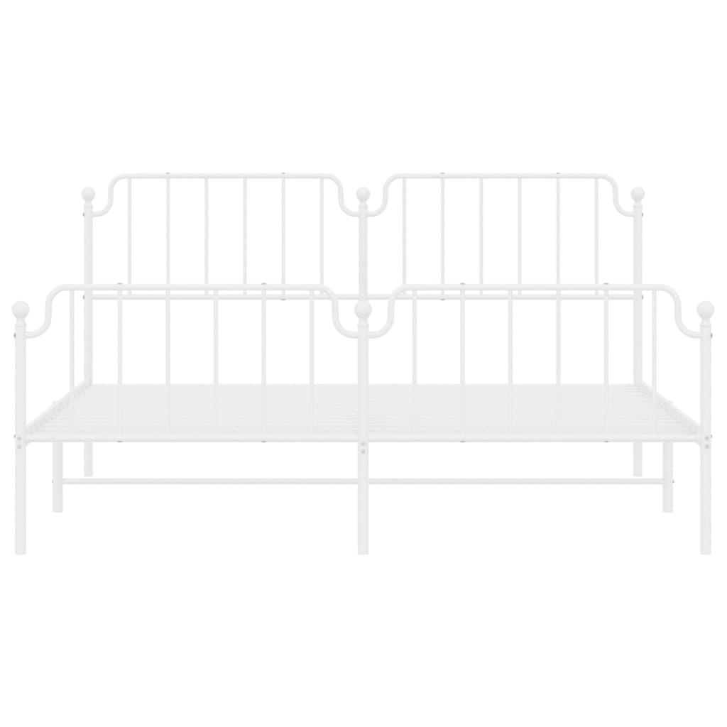 Metal Bed Frame without Mattress with Footboard White 180x200cm