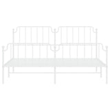 Metal Bed Frame without Mattress with Footboard White 180x200cm