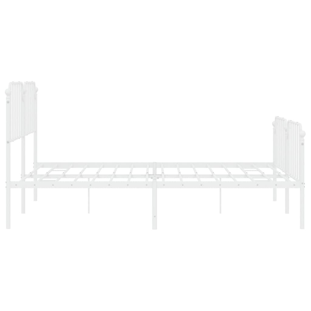 Metal Bed Frame without Mattress with Footboard White 180x200cm