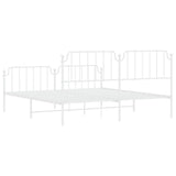 Metal Bed Frame without Mattress with Footboard White 180x200cm