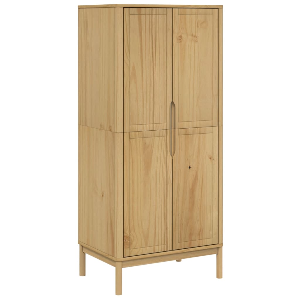 Wardrobe FLORO Wax Brown 77x53x171 cm Solid Wood Pine