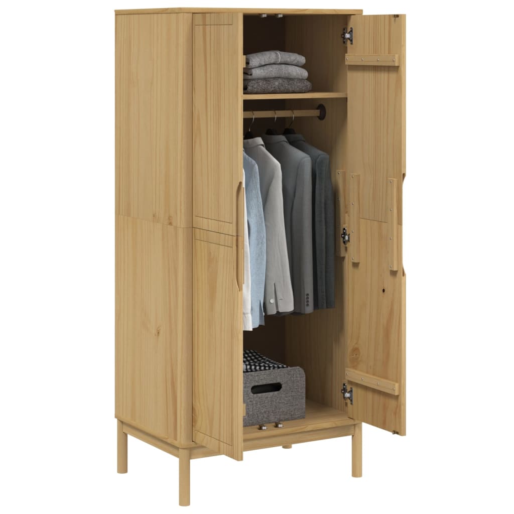 Wardrobe FLORO Wax Brown 77x53x171 cm Solid Wood Pine