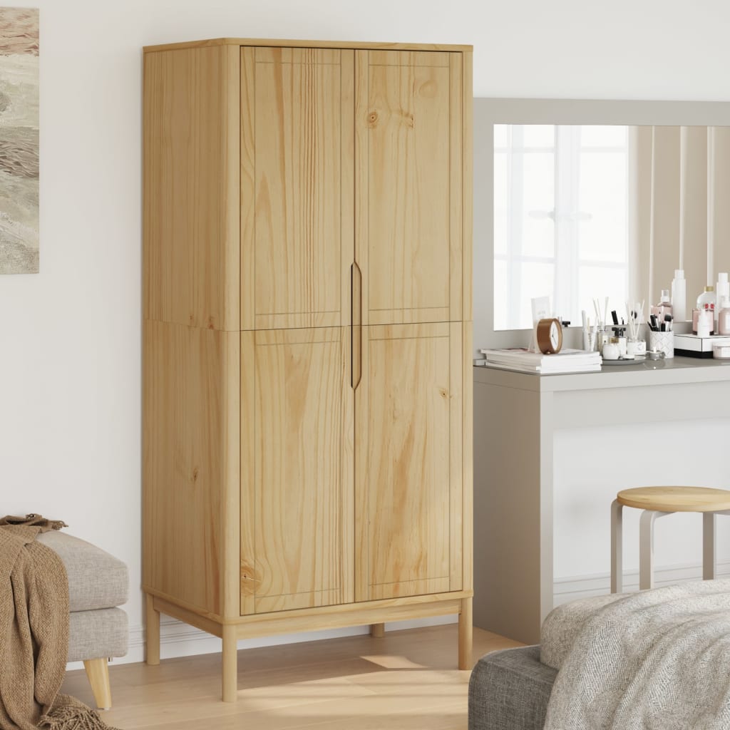 Wardrobe FLORO Wax Brown 77x53x171 cm Solid Wood Pine