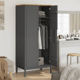 Wardrobe FLORO Grey 77x53x171 cm Solid Wood Pine