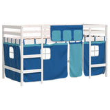 Kids' Loft Bed with Curtains without Mattress Blue 90x200cm