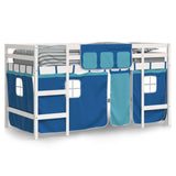 Kids' Loft Bed with Curtains without Mattress Blue 90x200cm